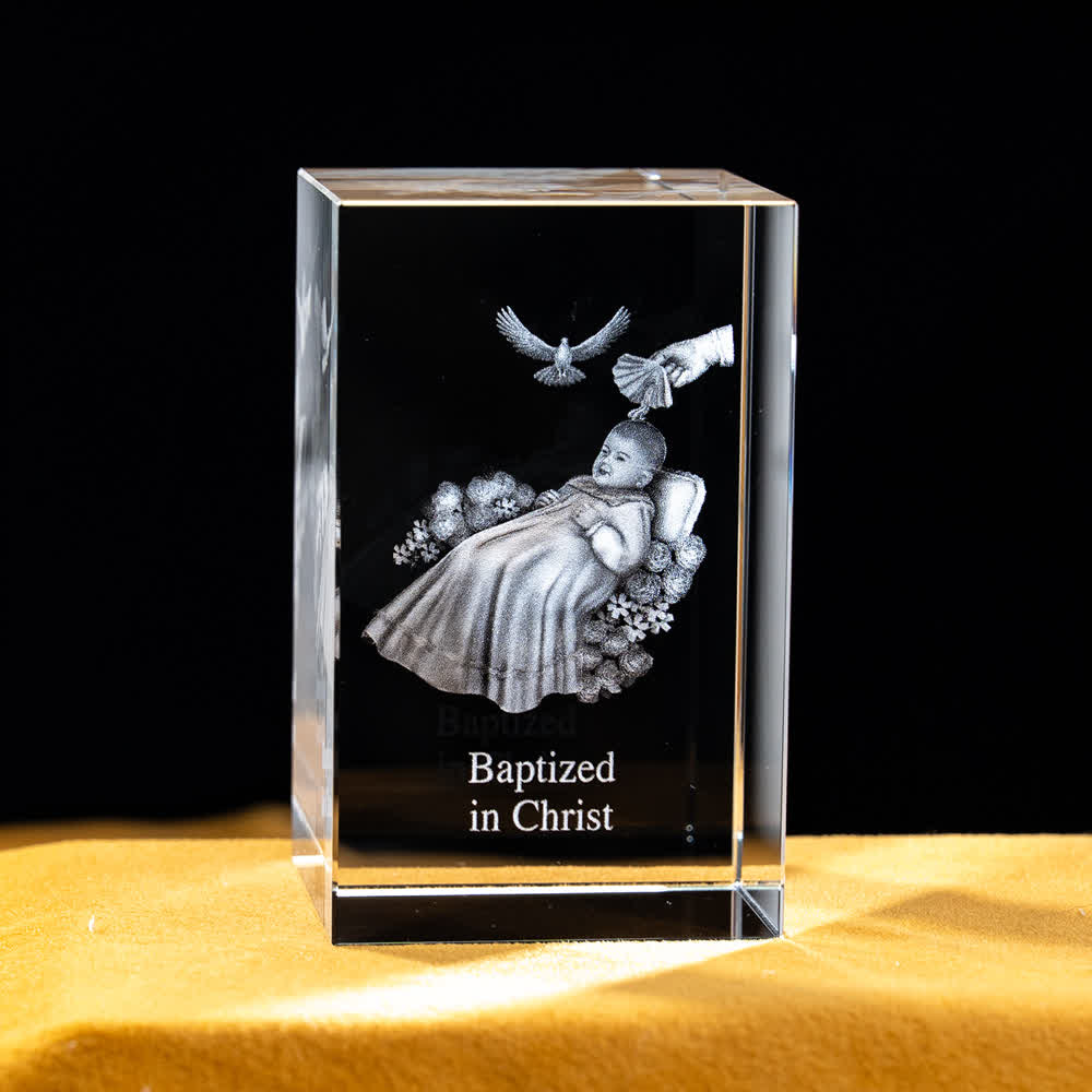 Christianartworkshop Multi-Design Engraved Sacred Crystal Figurine For Desktop Display & Devotional Home Decor - Baptism of Baby - 5x5x8cm - image 38