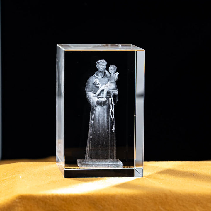 Christianartworkshop Multi-Design Engraved Sacred Crystal Figurine For Desktop Display & Devotional Home Decor - Saint Anthony of Padua - 5x5x8cm - image 37