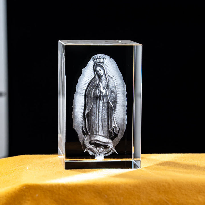 Christianartworkshop Multi-Design Engraved Sacred Crystal Figurine For Desktop Display & Devotional Home Decor - Our Lady of Guadalupe - 5x5x8cm - image 40