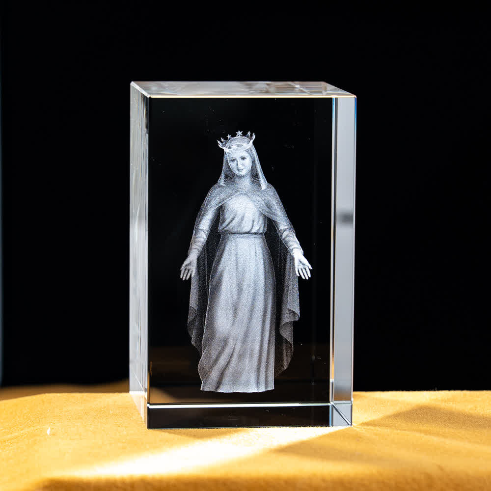 Christianartworkshop Multi-Design Engraved Sacred Crystal Figurine For Desktop Display & Devotional Home Decor - Coronated Virgin Mary - 5x5x8cm - image 33