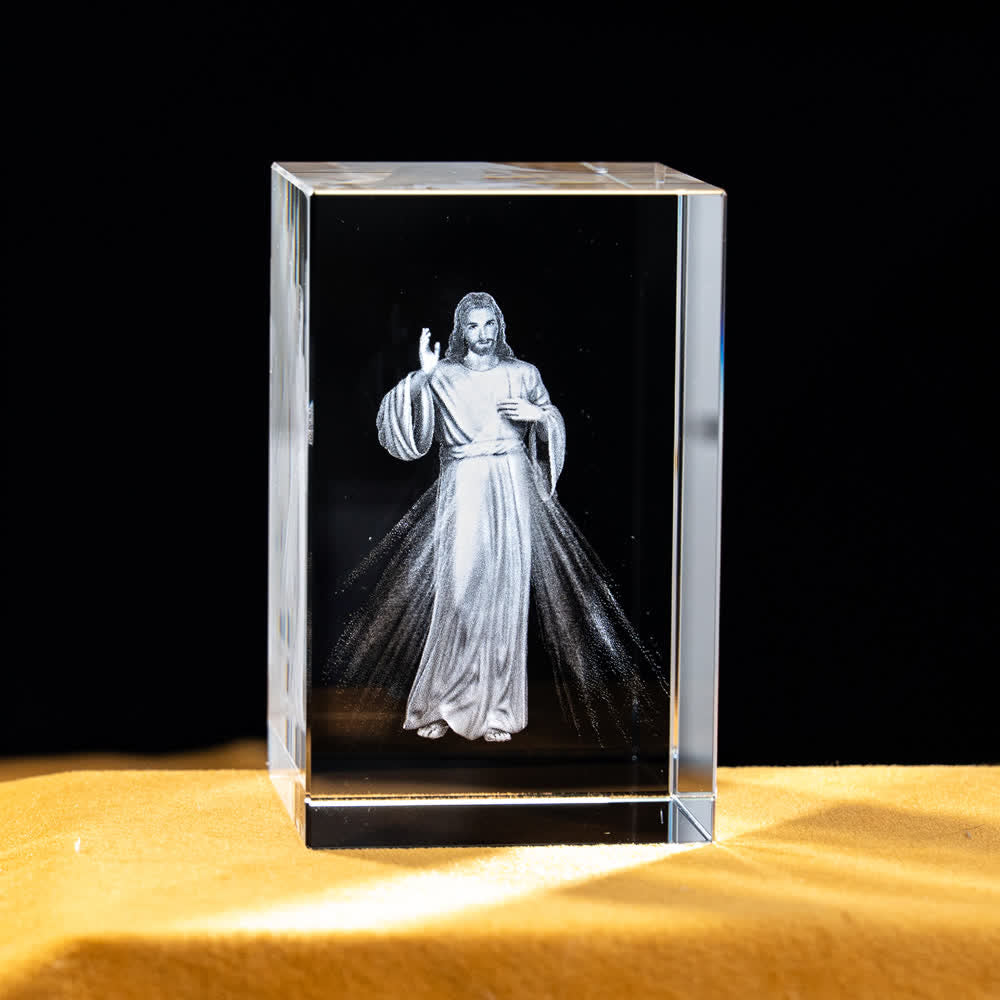 Christianartworkshop Multi-Design Engraved Sacred Crystal Figurine For Desktop Display & Devotional Home Decor - Divine Mercy Jesus - 5x5x8cm - image 34