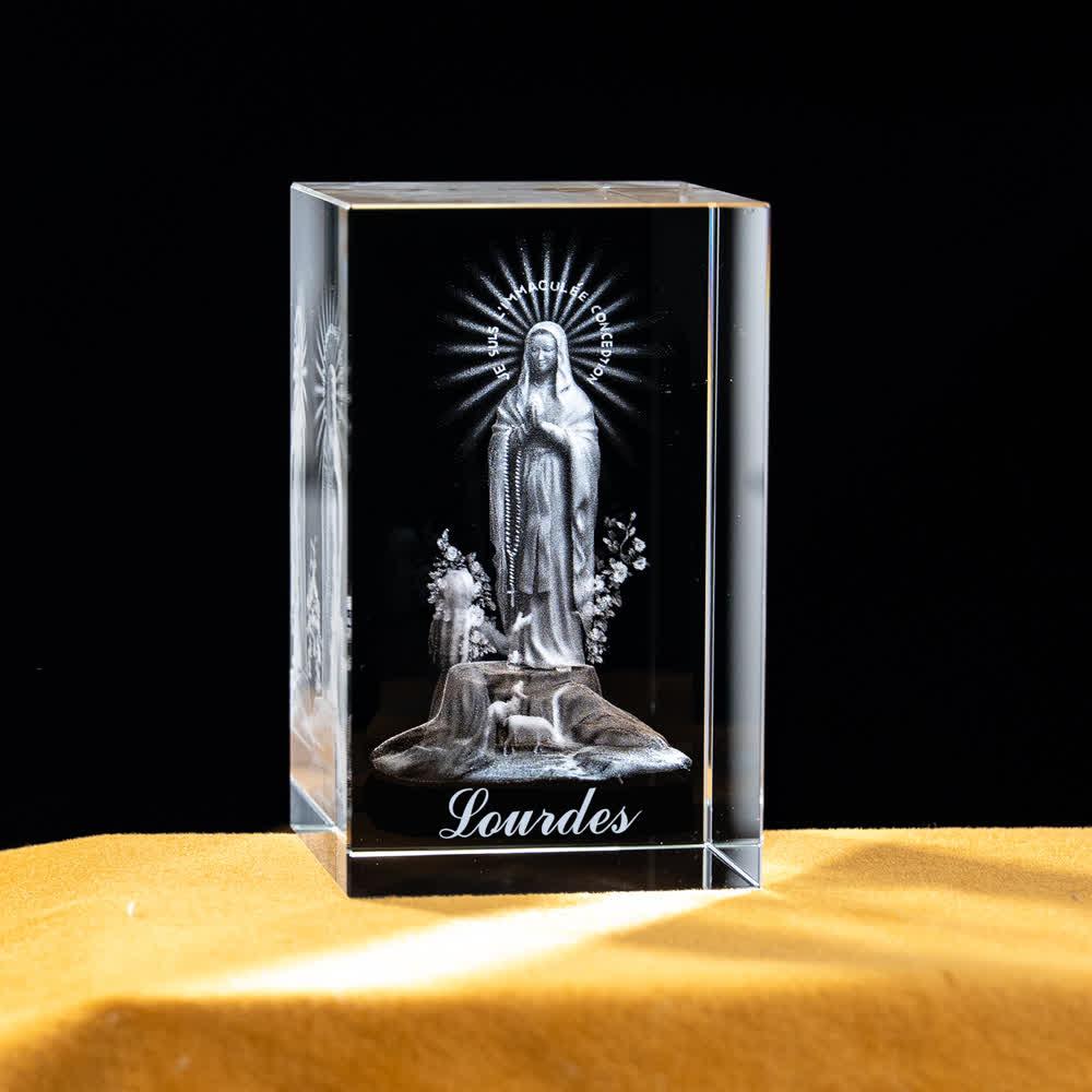 Christianartworkshop Multi-Design Engraved Sacred Crystal Figurine For Desktop Display & Devotional Home Decor - Our Lady of Lourdes - 5x5x8cm - image 43