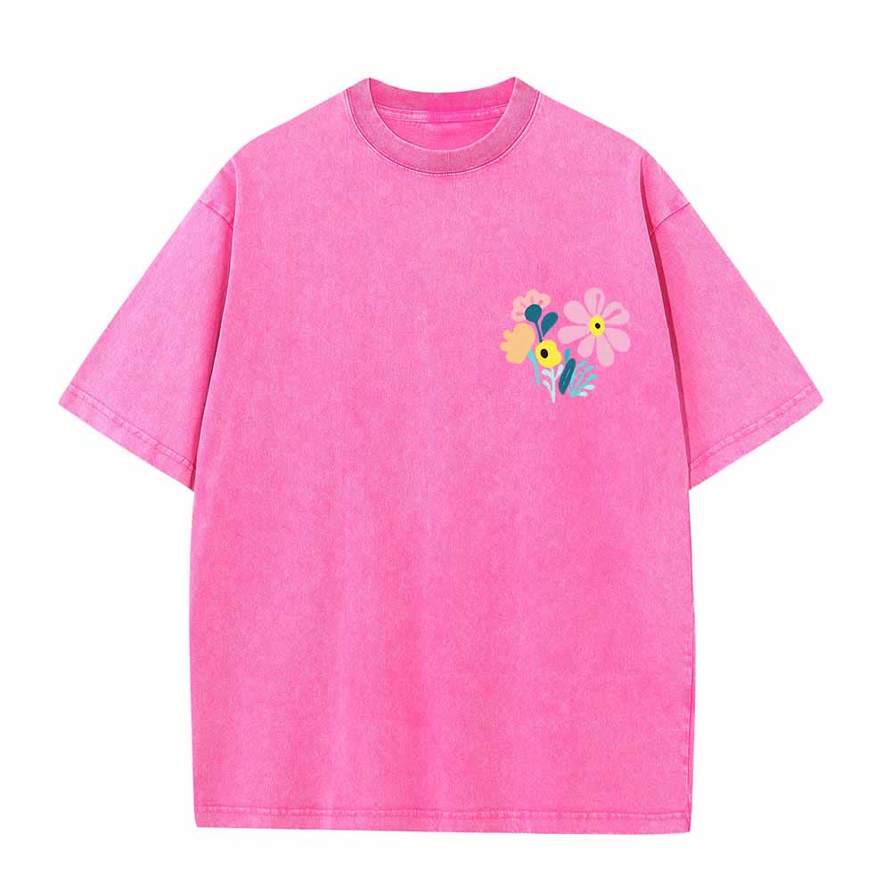 Christianartworkshop Give Thanks To The Lord Psalm 136:1 Small Chest Floral Back Vase Bouquet Dual-Sided Washed T-Shirt - image 11