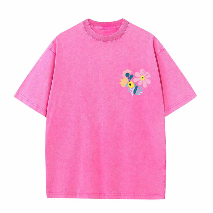 Christianartworkshop Give Thanks To The Lord Psalm 136:1 Small Chest Floral Back Vase Bouquet Dual-Sided Washed T-Shirt - image 11