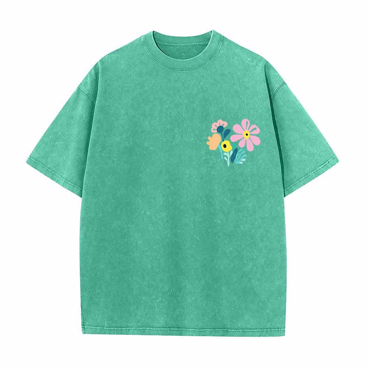 Christianartworkshop Give Thanks To The Lord Psalm 136:1 Small Chest Floral Back Vase Bouquet Dual-Sided Washed T-Shirt - image 26