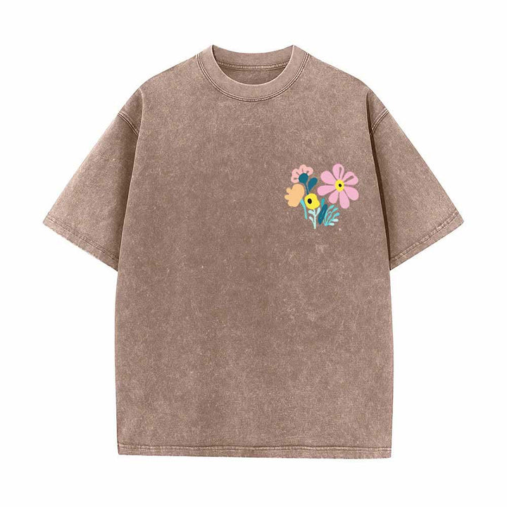 Christianartworkshop Give Thanks To The Lord Psalm 136:1 Small Chest Floral Back Vase Bouquet Dual-Sided Washed T-Shirt - image 20