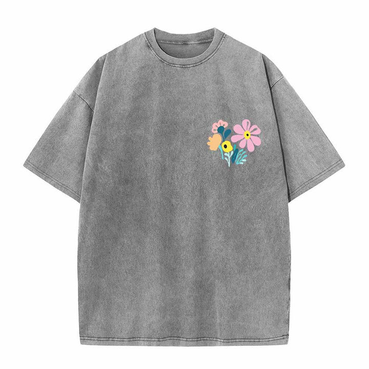 Christianartworkshop Give Thanks To The Lord Psalm 136:1 Small Chest Floral Back Vase Bouquet Dual-Sided Washed T-Shirt - image 23