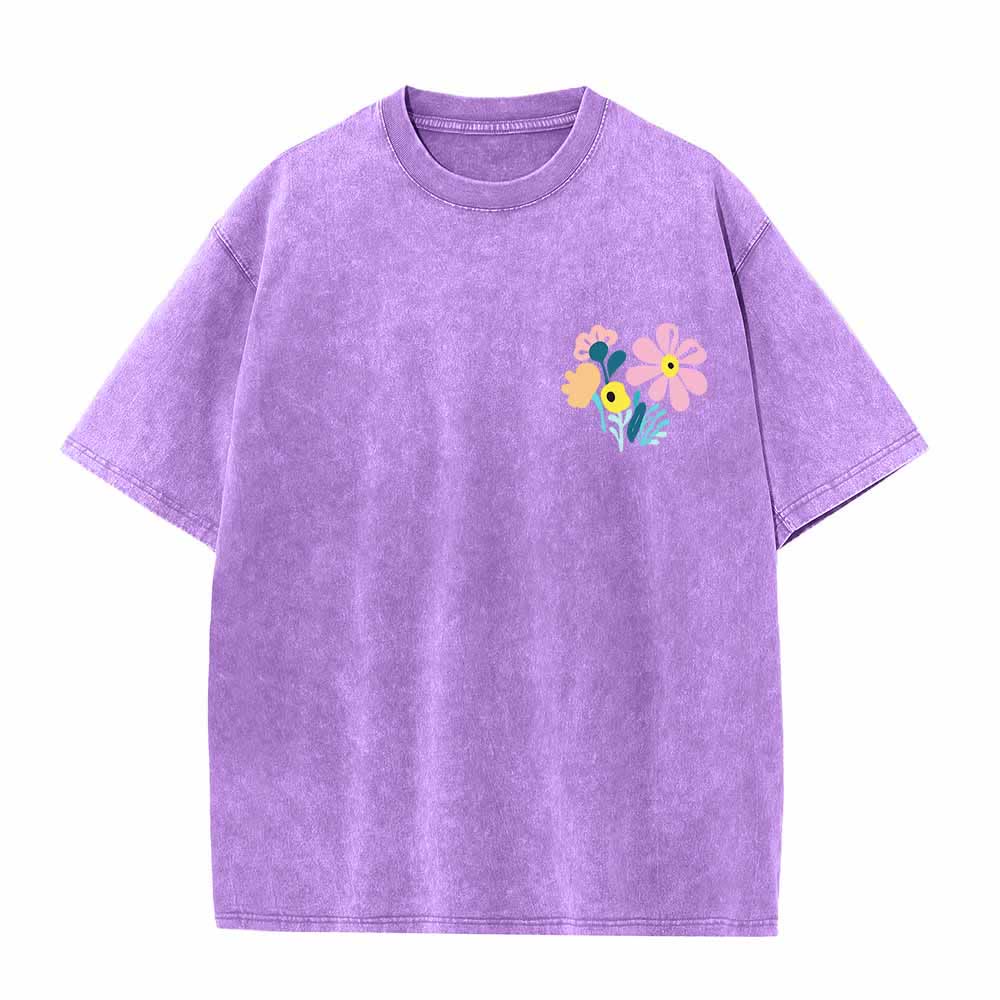 Christianartworkshop Give Thanks To The Lord Psalm 136:1 Small Chest Floral Back Vase Bouquet Dual-Sided Washed T-Shirt - image 8