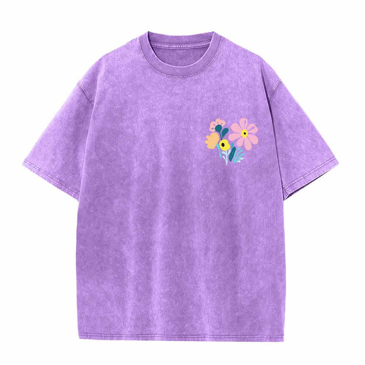 Christianartworkshop Give Thanks To The Lord Psalm 136:1 Small Chest Floral Back Vase Bouquet Dual-Sided Washed T-Shirt - image 8