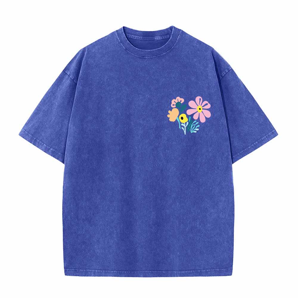 Christianartworkshop Give Thanks To The Lord Psalm 136:1 Small Chest Floral Back Vase Bouquet Dual-Sided Washed T-Shirt - image 17