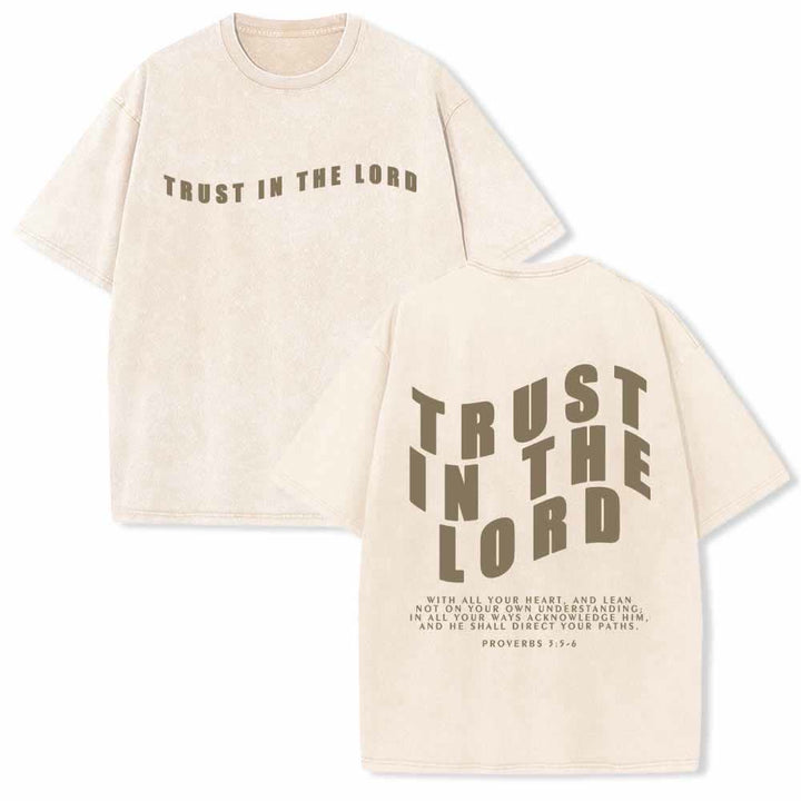 Christianartworkshop Trust In The Lord Straight Front Arch Back Proverbs 3:5-6 Dual-Sided Washed T-Shirt - Beige - 5XL - image 9