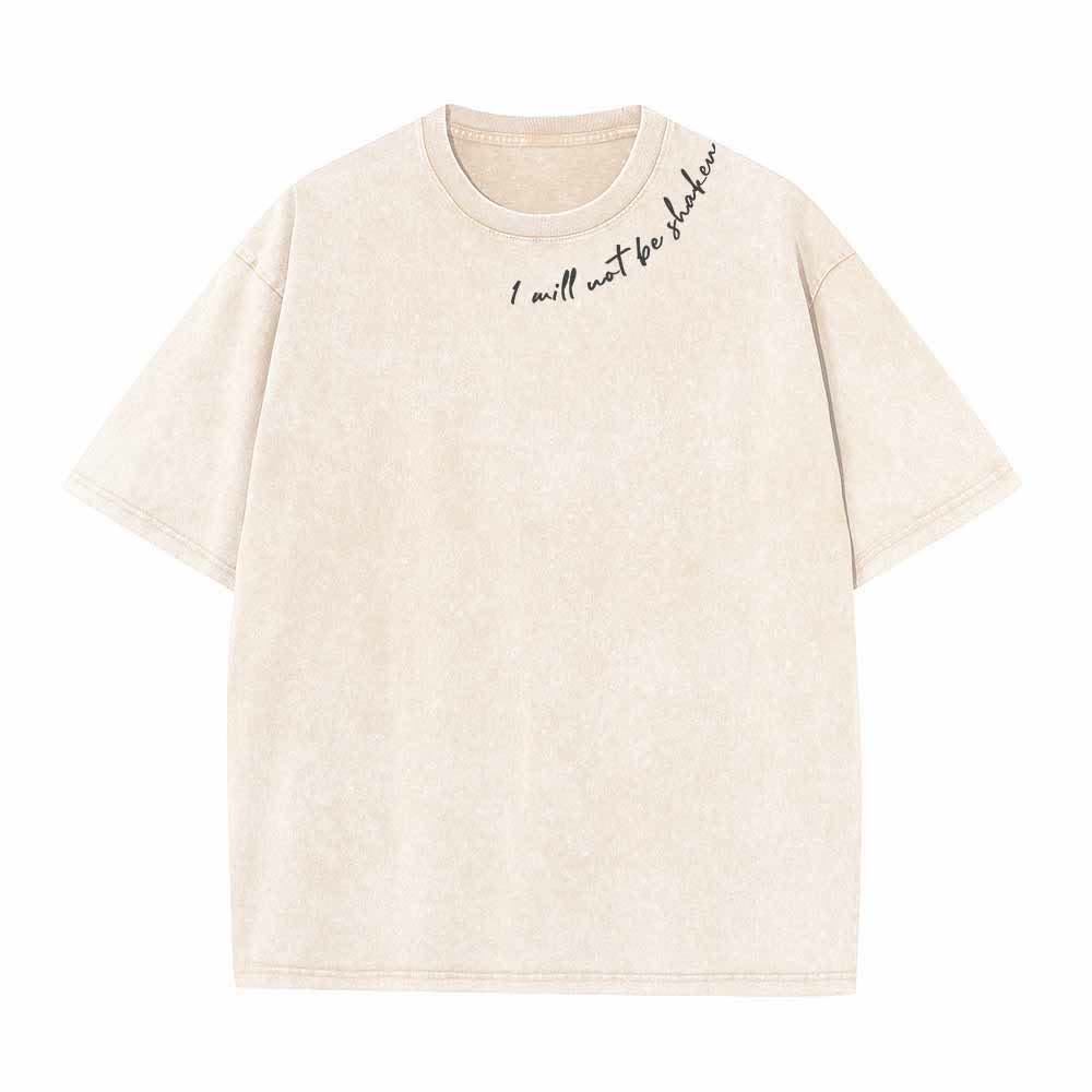 Christianartworkshop I Will Not Be Shaken Slant Shoulder Script Front Multicolor Bubble Letter Back Psalm 16:8 Dual-Sided Washed T-Shirt - image 20