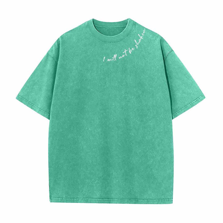 Christianartworkshop I Will Not Be Shaken Slant Shoulder Script Front Multicolor Bubble Letter Back Psalm 16:8 Dual-Sided Washed T-Shirt - image 14