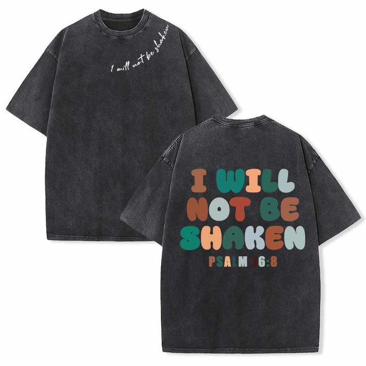 Christianartworkshop I Will Not Be Shaken Slant Shoulder Script Front Multicolor Bubble Letter Back Psalm 16:8 Dual-Sided Washed T-Shirt - Black - 5XL - image 15