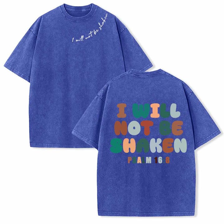 Christianartworkshop I Will Not Be Shaken Slant Shoulder Script Front Multicolor Bubble Letter Back Psalm 16:8 Dual-Sided Washed T-Shirt - Blue - 5XL - image 3