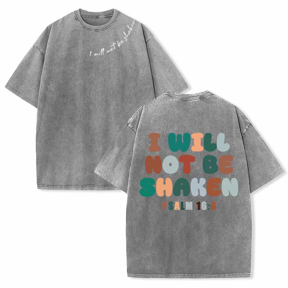 Christianartworkshop I Will Not Be Shaken Slant Shoulder Script Front Multicolor Bubble Letter Back Psalm 16:8 Dual-Sided Washed T-Shirt - Grey - 5XL - image 9