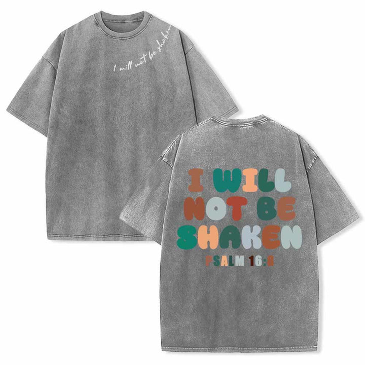 Christianartworkshop I Will Not Be Shaken Slant Shoulder Script Front Multicolor Bubble Letter Back Psalm 16:8 Dual-Sided Washed T-Shirt - Grey - 5XL - image 9
