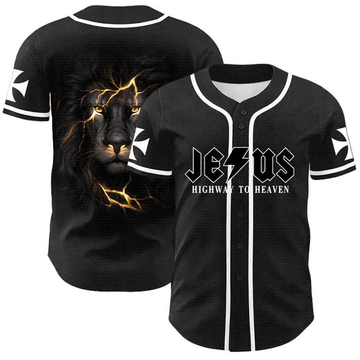 Christianartworkshop Jesus Highway To Heaven Lion Of Judah Unisex Baseball Jersey - White - 5XL - image 3