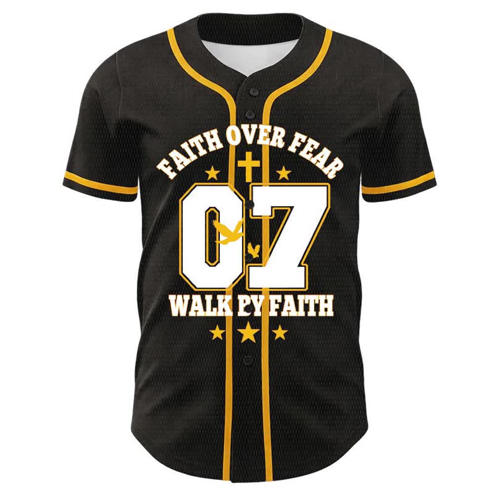 Christianartworkshop Faith Over Fear Walk By Fear Number 07 Dove Cross Unisex Baseball Jersey - image 1