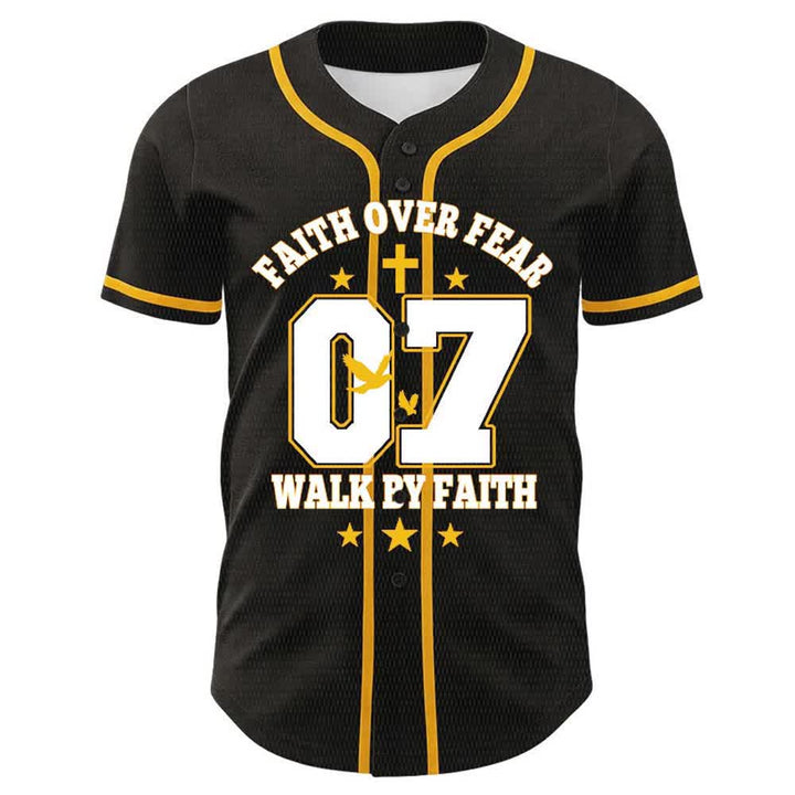 Christianartworkshop Faith Over Fear Walk By Fear Number 07 Dove Cross Unisex Baseball Jersey - image 1