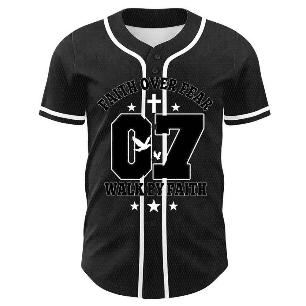 Christianartworkshop Faith Over Fear Walk By Fear Number 07 Dove Cross Unisex Baseball Jersey - image 4