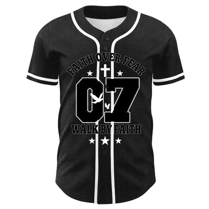 Christianartworkshop Faith Over Fear Walk By Fear Number 07 Dove Cross Unisex Baseball Jersey - image 4