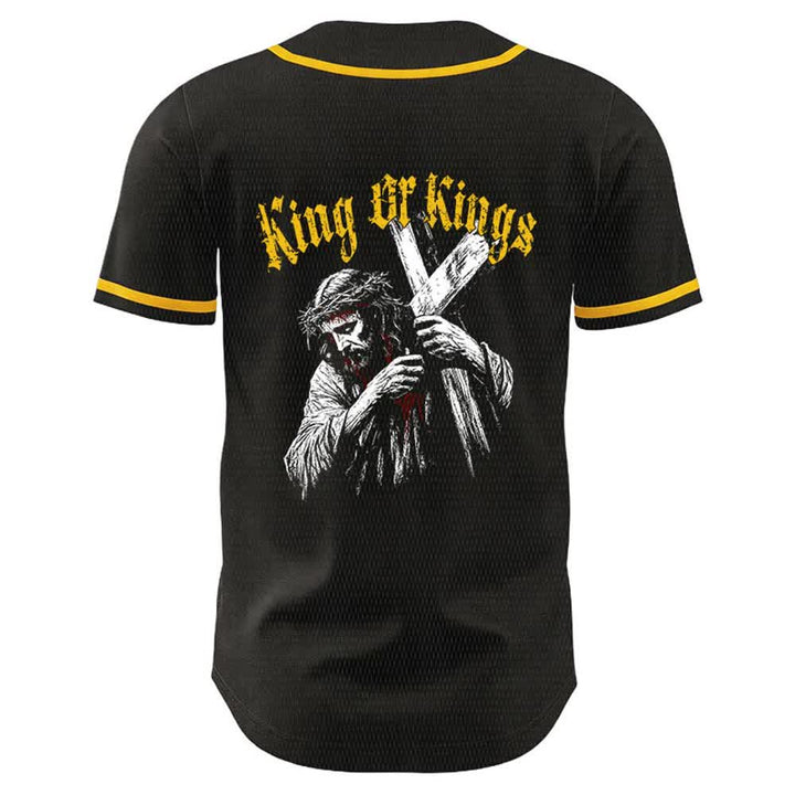 Christianartworkshop King Of Kings Number 33 Jesus Carrying Cross Unisex Baseball Jersey - image 1