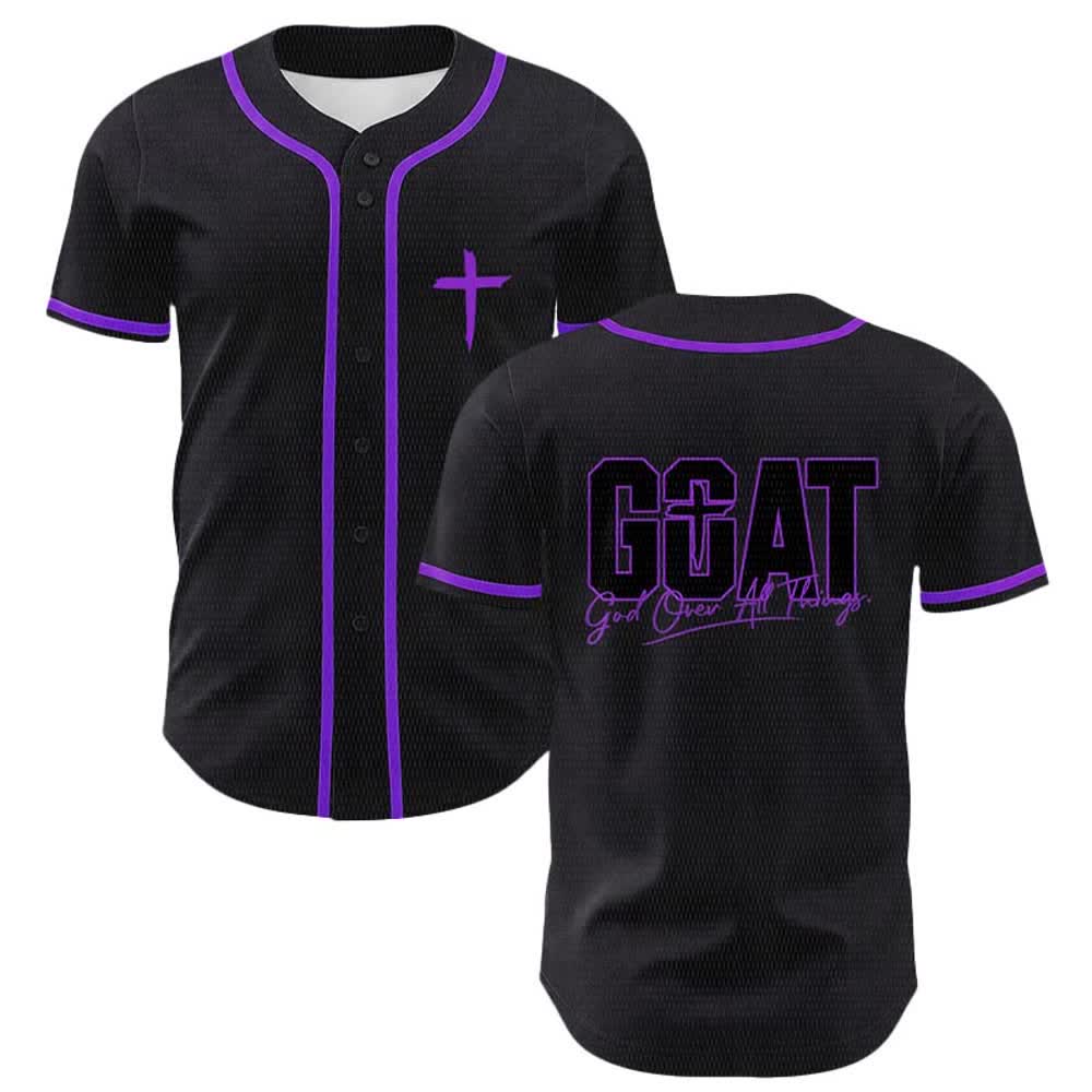 Christianartworkshop GOAT God Over All Things Simple Cross Unisex Baseball Jersey - Purple - 5XL - image 18