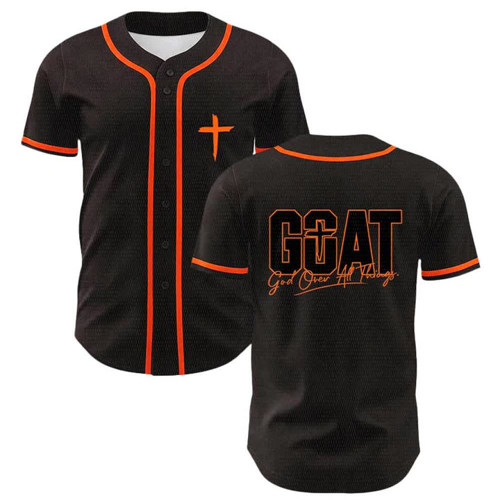 Christianartworkshop GOAT God Over All Things Simple Cross Unisex Baseball Jersey - Orange - 5XL - image 9