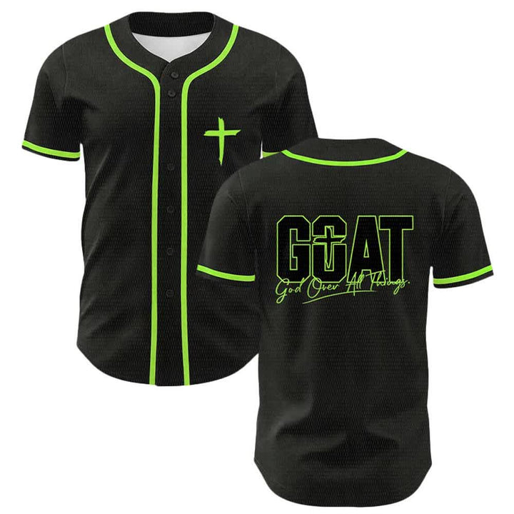 Christianartworkshop GOAT God Over All Things Simple Cross Unisex Baseball Jersey - Light Green - 5XL - image 15