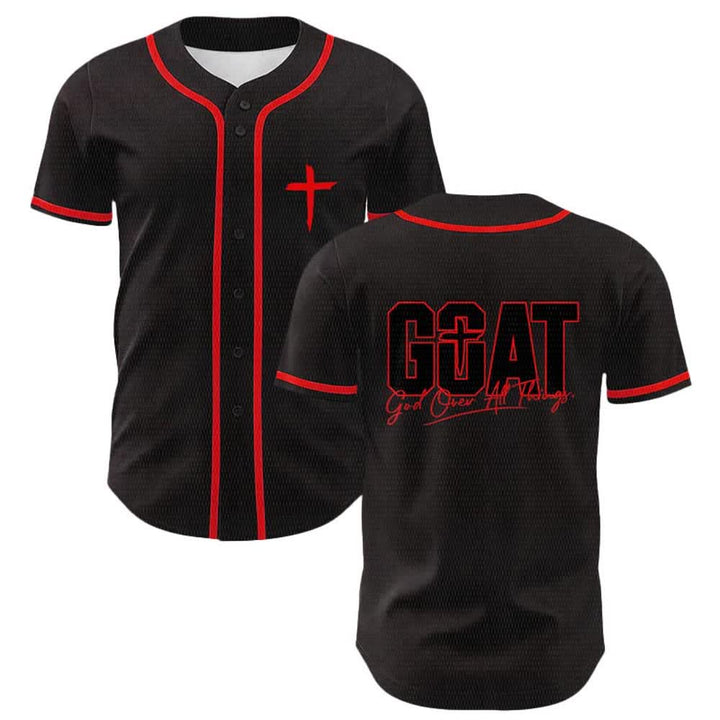 Christianartworkshop GOAT God Over All Things Simple Cross Unisex Baseball Jersey - Red - 5XL - image 6