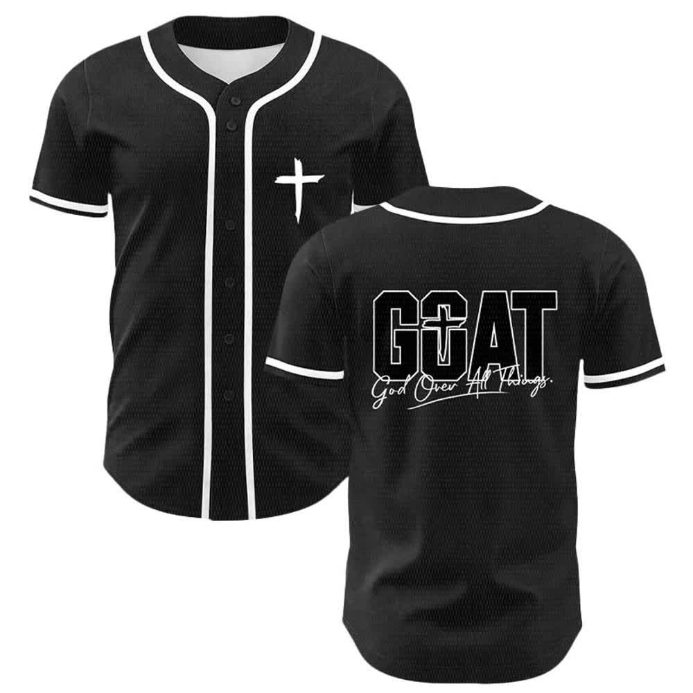 Christianartworkshop GOAT God Over All Things Simple Cross Unisex Baseball Jersey - White - 5XL - image 3