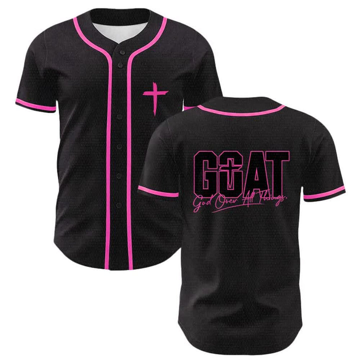 Christianartworkshop GOAT God Over All Things Simple Cross Unisex Baseball Jersey - Pink - 5XL - image 21