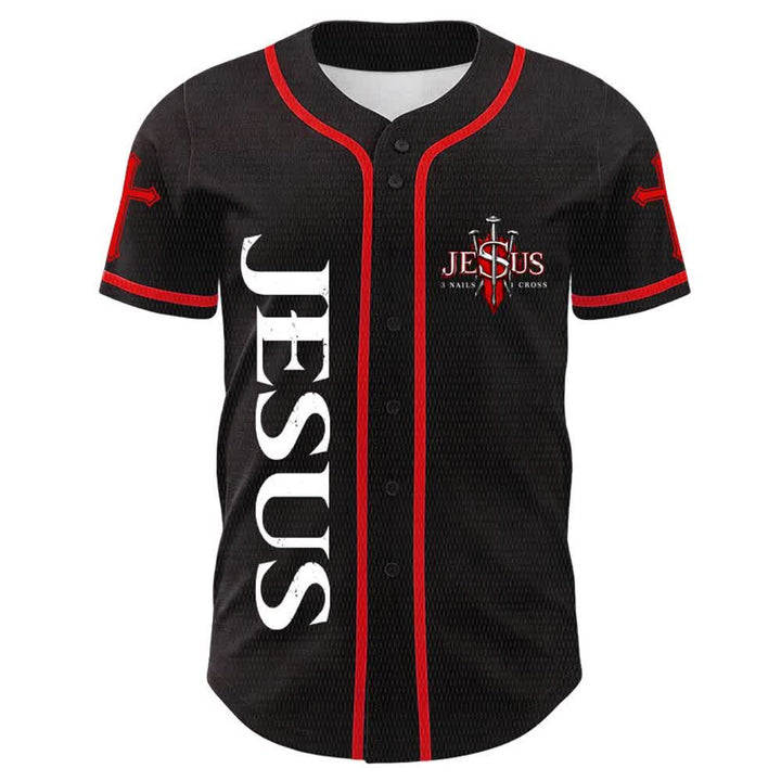 Christianartworkshop Jesus Is King John 14:6 3 Nails 1 Cross Unisex Baseball Jersey - image 1