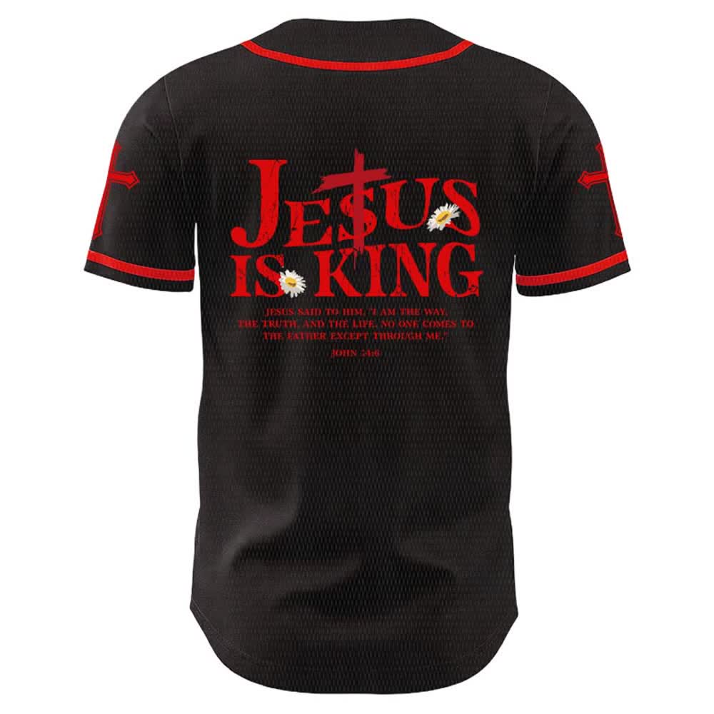 Christianartworkshop Jesus Is King John 14:6 3 Nails 1 Cross Unisex Baseball Jersey - image 2