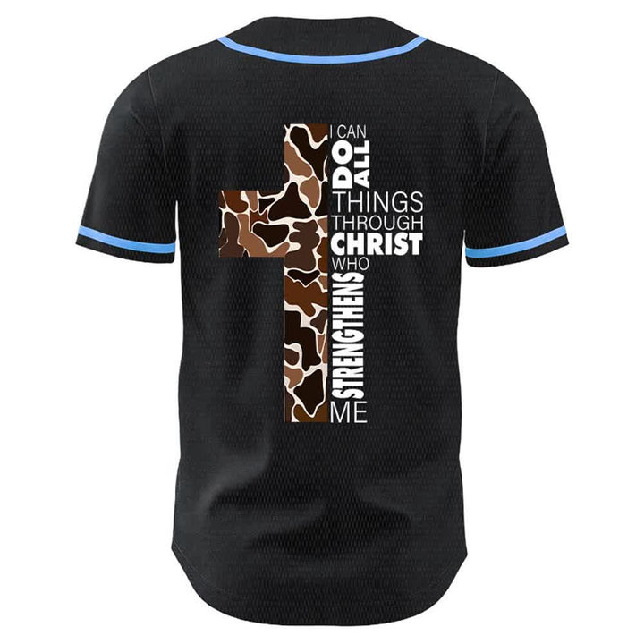 Christianartworkshop Leopard Print Cross I Can Do All Things Through Christ Unisex Baseball Jersey - image 13
