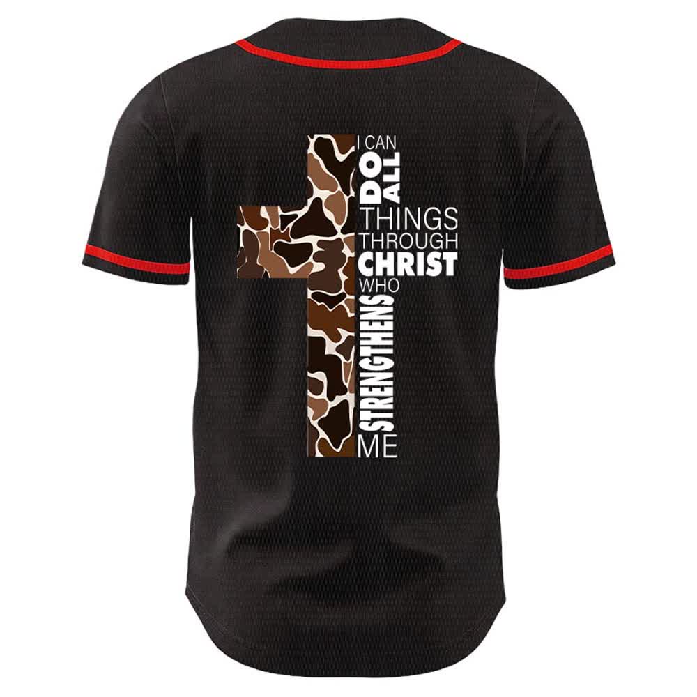 Christianartworkshop Leopard Print Cross I Can Do All Things Through Christ Unisex Baseball Jersey - image 7