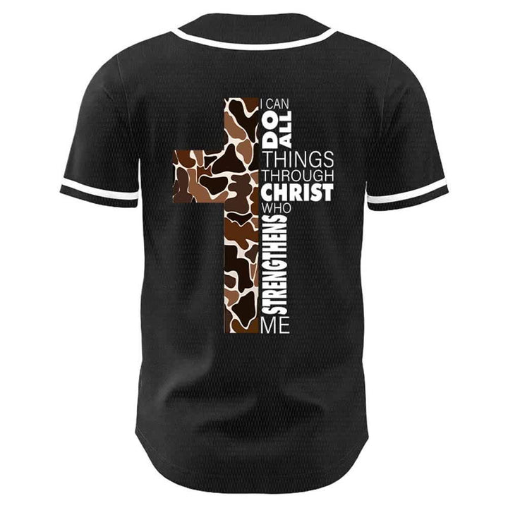 Christianartworkshop Leopard Print Cross I Can Do All Things Through Christ Unisex Baseball Jersey - image 4