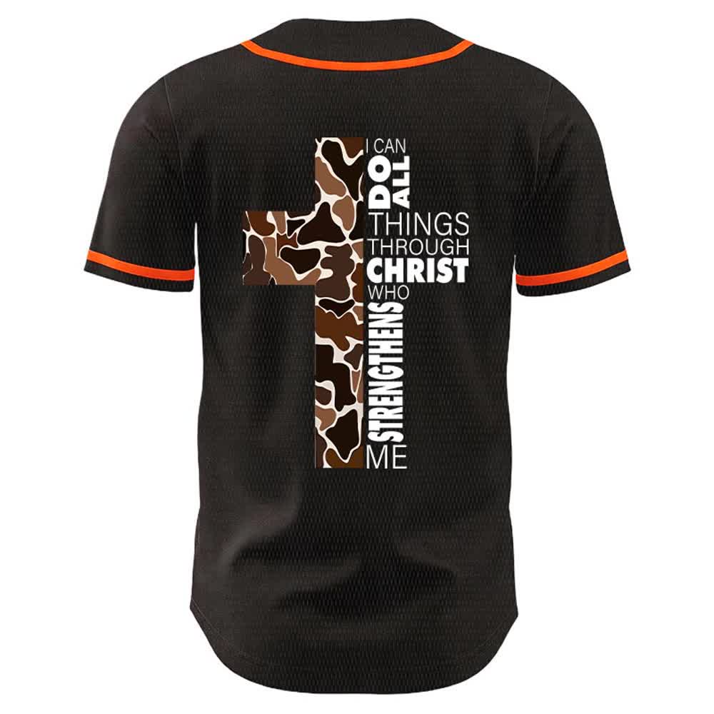 Christianartworkshop Leopard Print Cross I Can Do All Things Through Christ Unisex Baseball Jersey - image 10