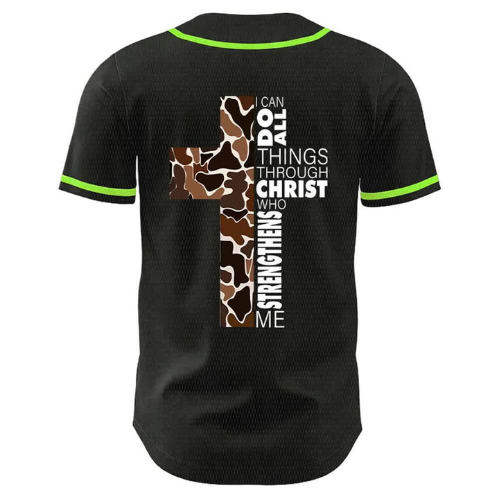 Christianartworkshop Leopard Print Cross I Can Do All Things Through Christ Unisex Baseball Jersey - image 16