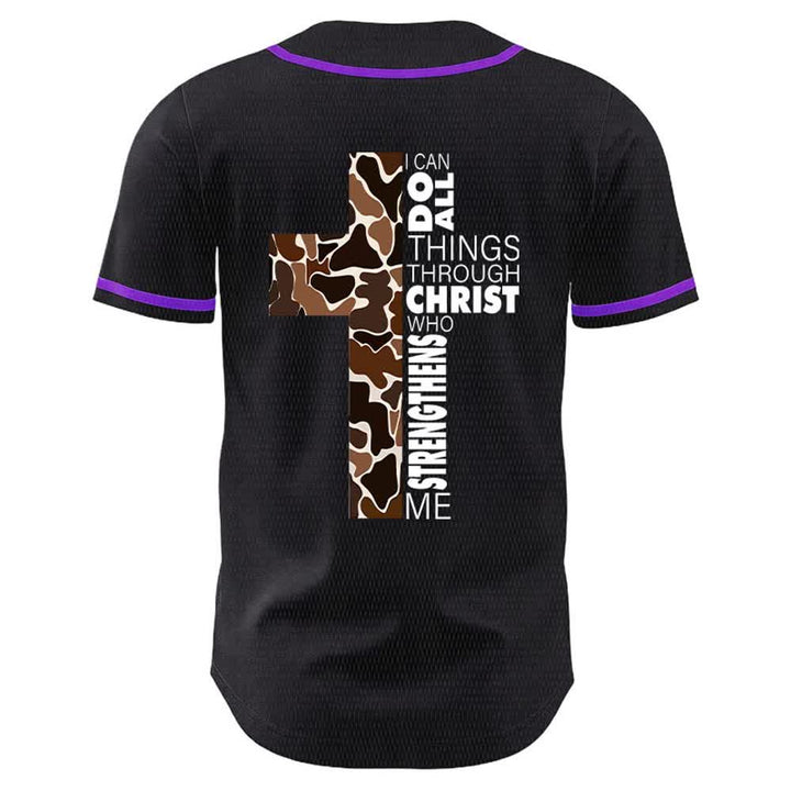 Christianartworkshop Leopard Print Cross I Can Do All Things Through Christ Unisex Baseball Jersey - image 19