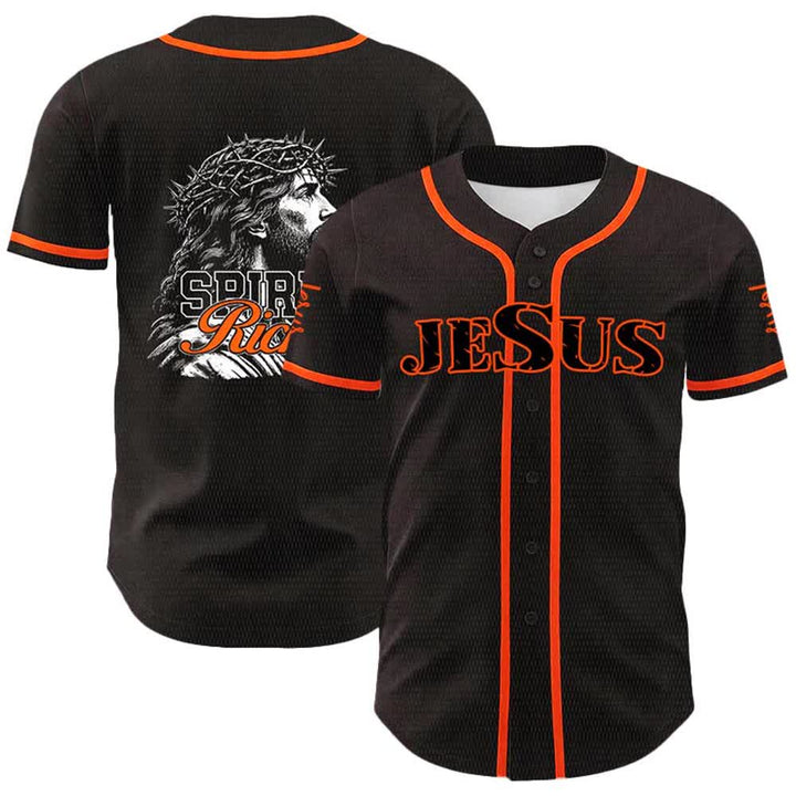 Christianartworkshop Jesus Spirit Rich Crown Of Thorns Portrait Unisex Baseball Jersey - Orange - 5XL - image 12