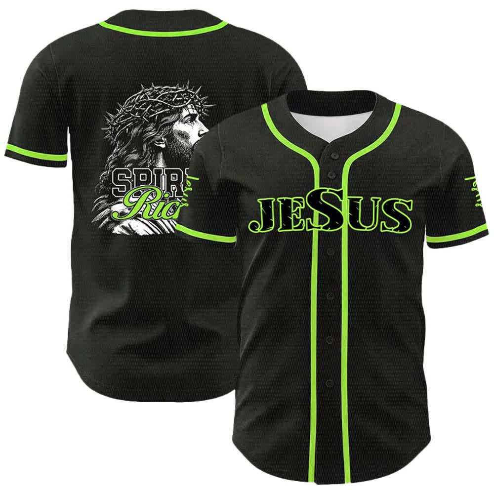 Christianartworkshop Jesus Spirit Rich Crown Of Thorns Portrait Unisex Baseball Jersey - Light Green - 5XL - image 15