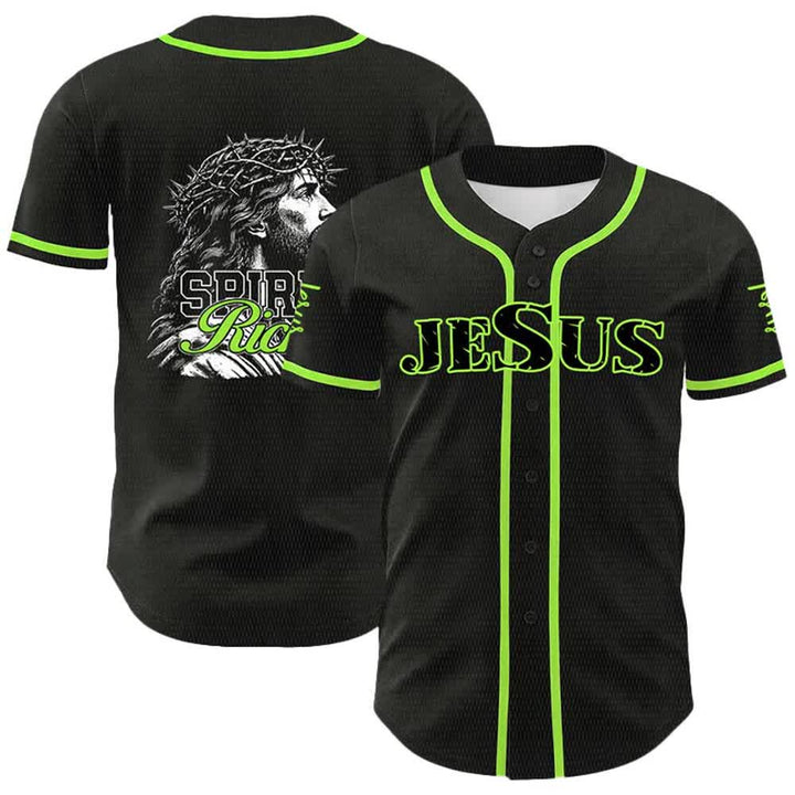 Christianartworkshop Jesus Spirit Rich Crown Of Thorns Portrait Unisex Baseball Jersey - Light Green - 5XL - image 15