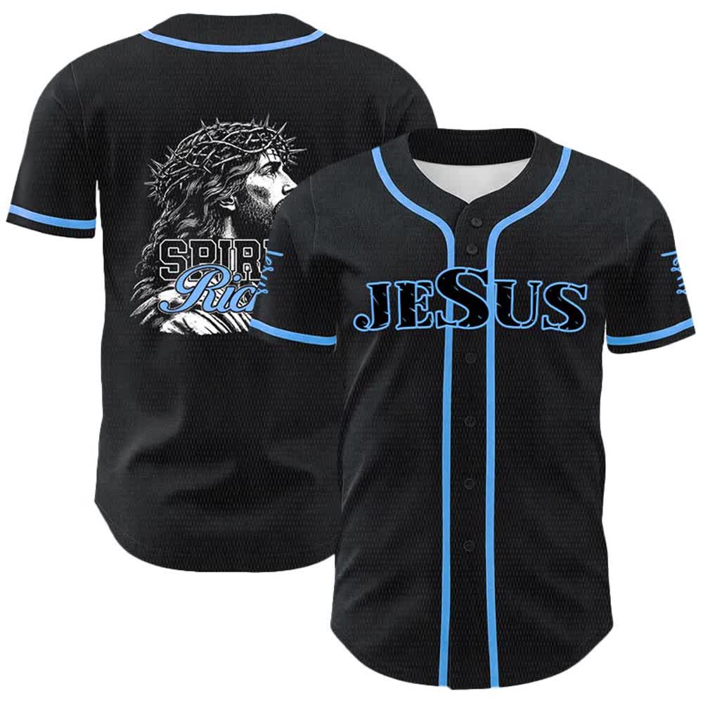 Christianartworkshop Jesus Spirit Rich Crown Of Thorns Portrait Unisex Baseball Jersey - Blue - 5XL - image 0