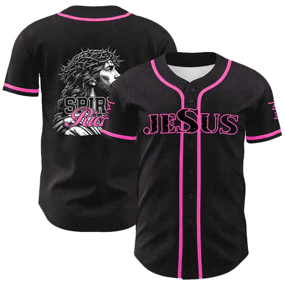 Christianartworkshop Jesus Spirit Rich Crown Of Thorns Portrait Unisex Baseball Jersey - Pink - 5XL - image 21
