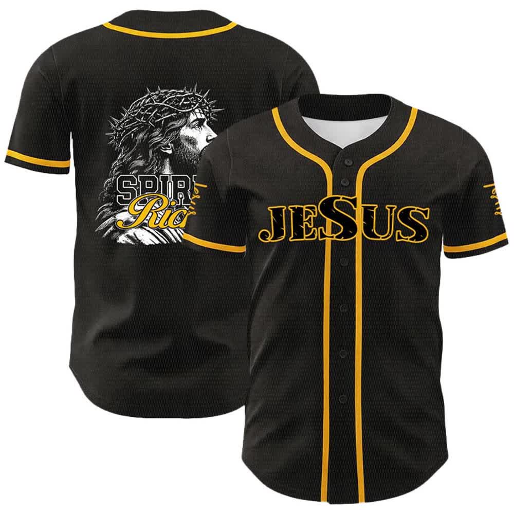 Christianartworkshop Jesus Spirit Rich Crown Of Thorns Portrait Unisex Baseball Jersey - Yellow - 5XL - image 3