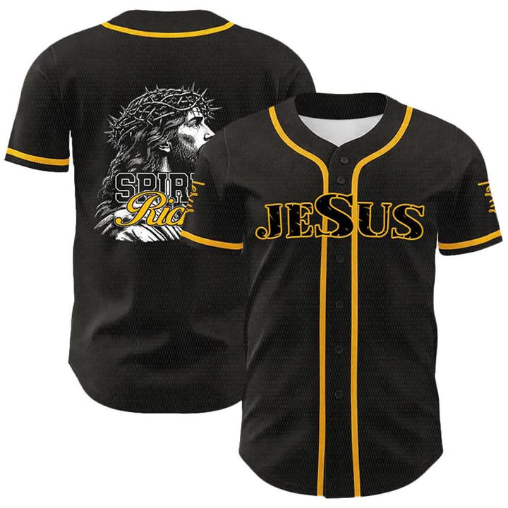Christianartworkshop Jesus Spirit Rich Crown Of Thorns Portrait Unisex Baseball Jersey - Yellow - 5XL - image 3