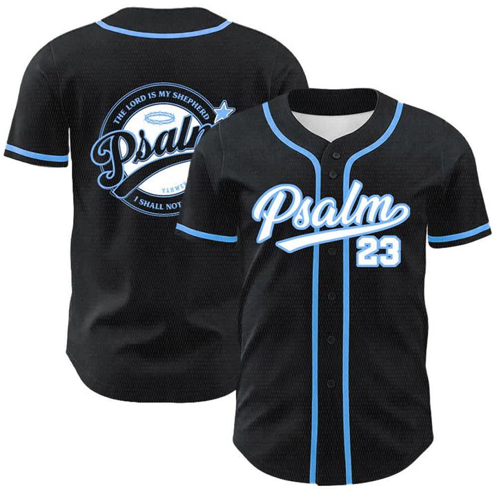 Christianartworkshop Psalm 23 The Lord Is My Shepherd Unisex Baseball Jersey - Blue - 5XL - image 3