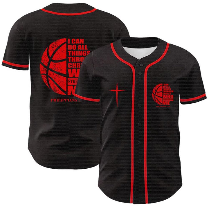Christianartworkshop Basketball I Can Do All Things Through Christ Unisex Baseball Jersey - Red - 5XL - image 12
